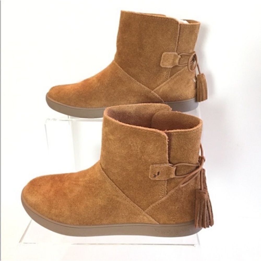 Koolaburra Skyller Chestnut Boots Suede Bow Tassel Booties 1092579 Size 6
